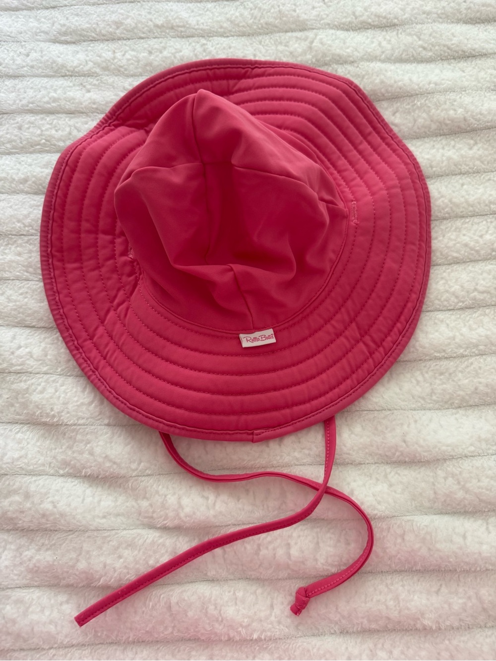 RuffleButts baby hot pink Wide Brim Sun Hat with Chin Strap